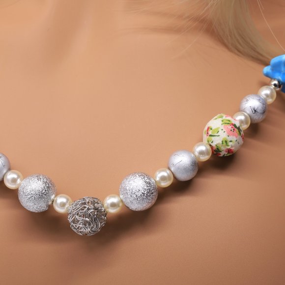 Long necklace with ceramic blue birds. - Picture 3 of 8